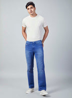 Bright Blue Straight Fit Denim Jeans for Men