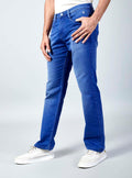 Bright Blue Straight Fit Denim Jeans for Men