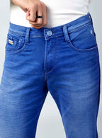 Bright Blue Straight Fit Denim Jeans for Men
