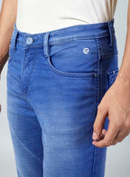Bright Blue Straight Fit Denim Jeans for Men