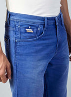 Bright Blue Straight Fit Denim Jeans for Men