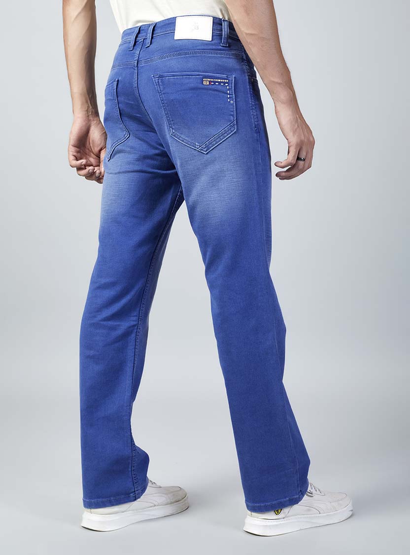 Bright Blue Straight Fit Denim Jeans for Men