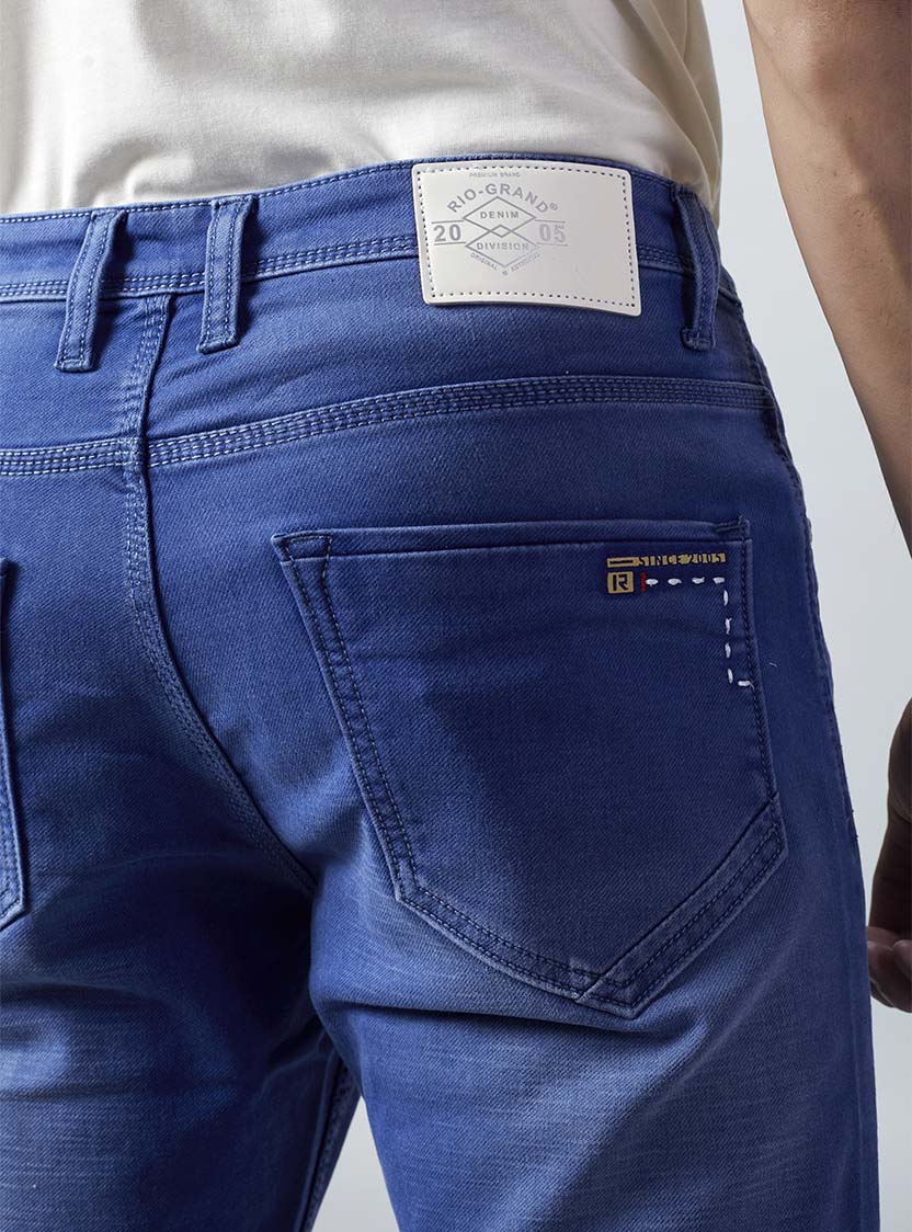 Bright Blue Straight Fit Denim Jeans for Men