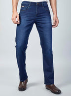 Navy Blue Straight Fit Denim Jeans for Men