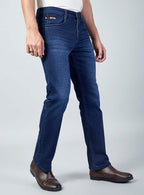 Navy Blue Straight Fit Denim Jeans for Men