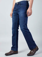 Navy Blue Straight Fit Denim Jeans for Men