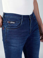 Navy Blue Straight Fit Denim Jeans for Men