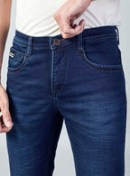 Navy Blue Straight Fit Denim Jeans for Men
