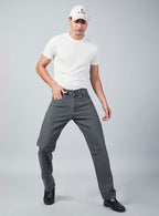 Charcoal Grey Straight Fit Denim Jeans for Men