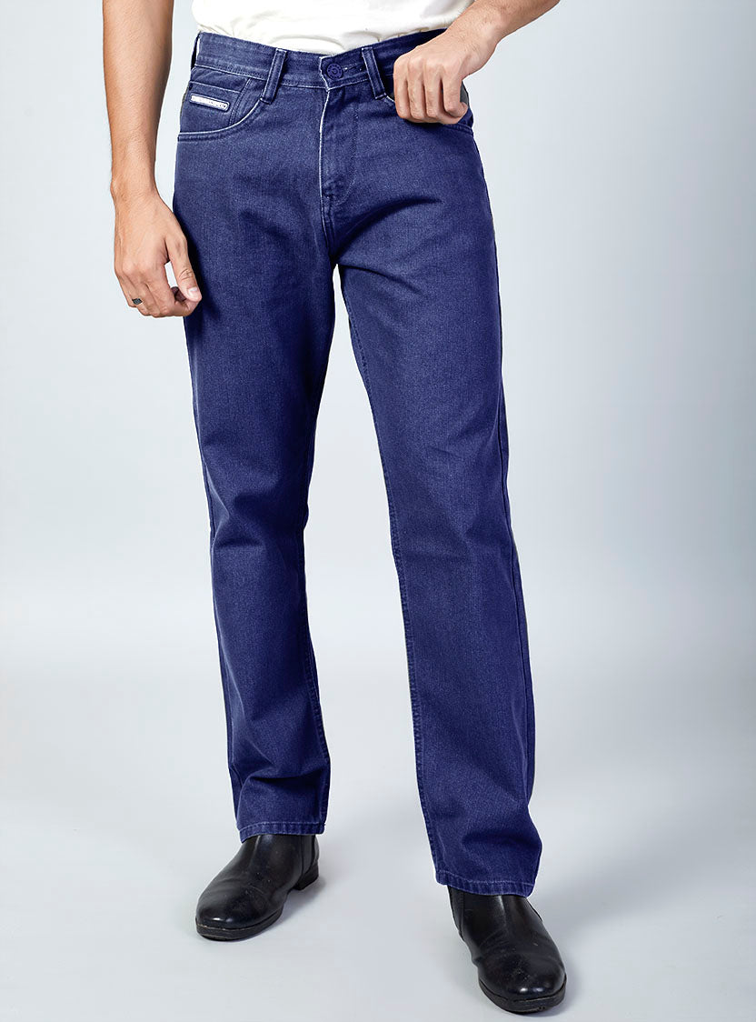 Dark Blue Baggy Fit Denim Jeans for Men