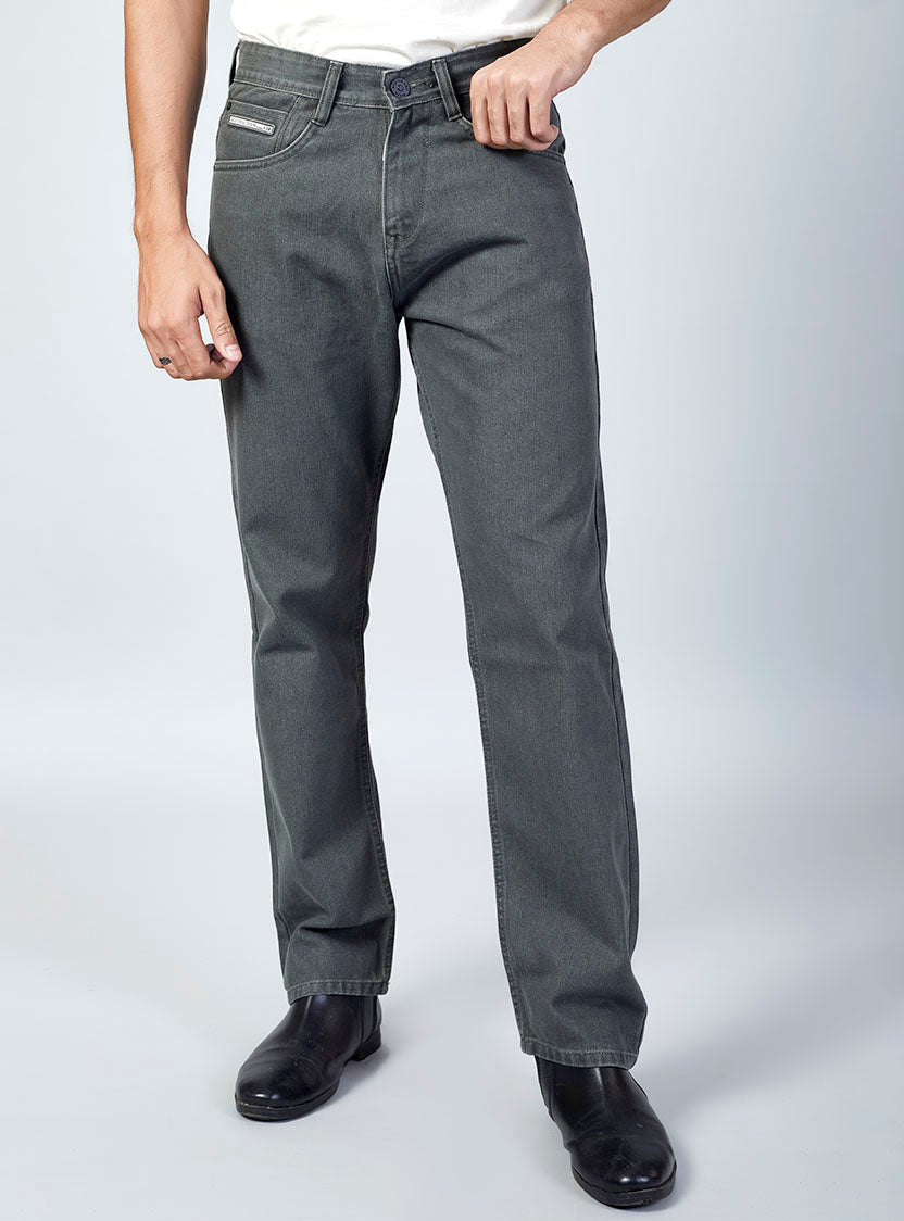 Charcoal Grey Straight Fit Denim Jeans for Men