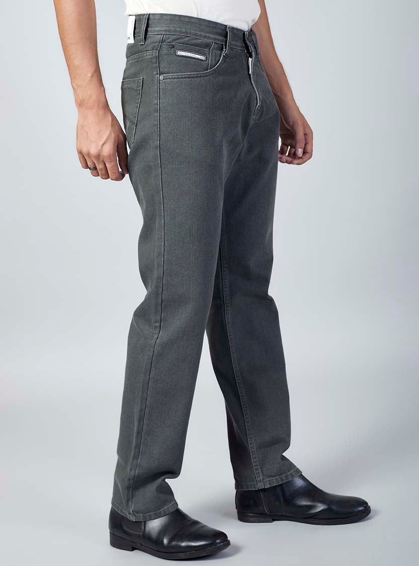Charcoal Grey Straight Fit Denim Jeans for Men