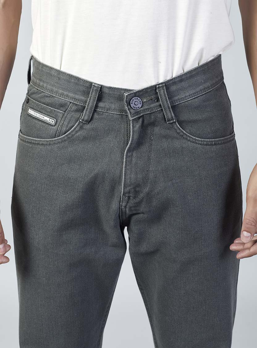 Charcoal Grey Straight Fit Denim Jeans for Men
