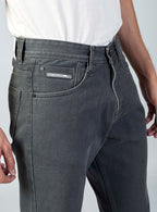 Charcoal Grey Straight Fit Denim Jeans for Men