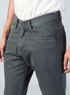 Charcoal Grey Straight Fit Denim Jeans for Men