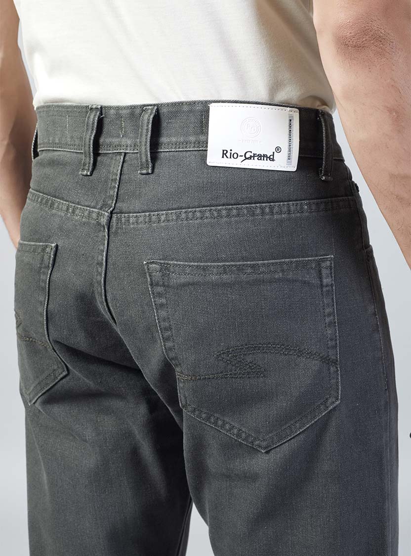 Charcoal Grey Straight Fit Denim Jeans for Men