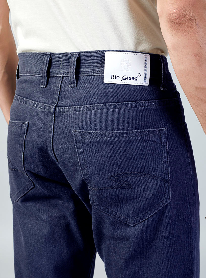 Dark Blue Baggy Fit Denim Jeans for Men