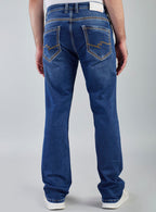 Mid Blue Straight Fit Denim Jeans for Men