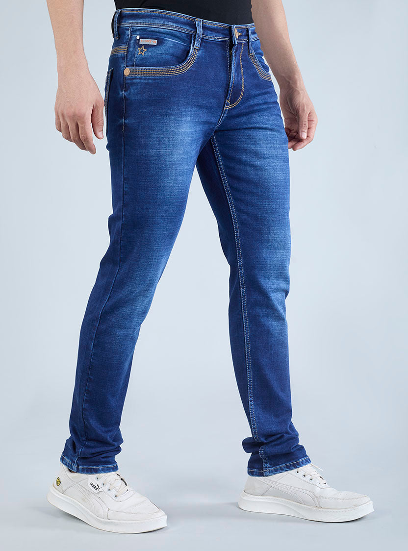 Smart Fit Royal Blue Slim Denim Jeans for Men