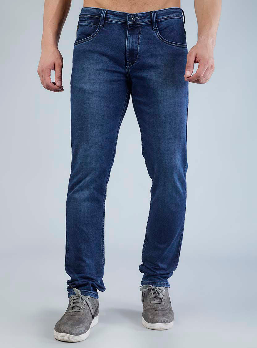 Smart Slim Fit Dark Indigo Blue Jeans for Men