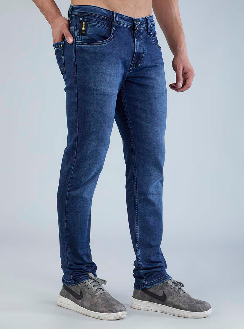 Smart Slim Fit Dark Indigo Blue Jeans for Men
