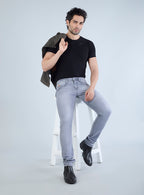 Riogrand Men's Premium Light Grey Denim Jeans for Men