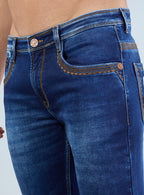 Riogrand Men's Premium Classic Blue Washed Denim Jeans for Men