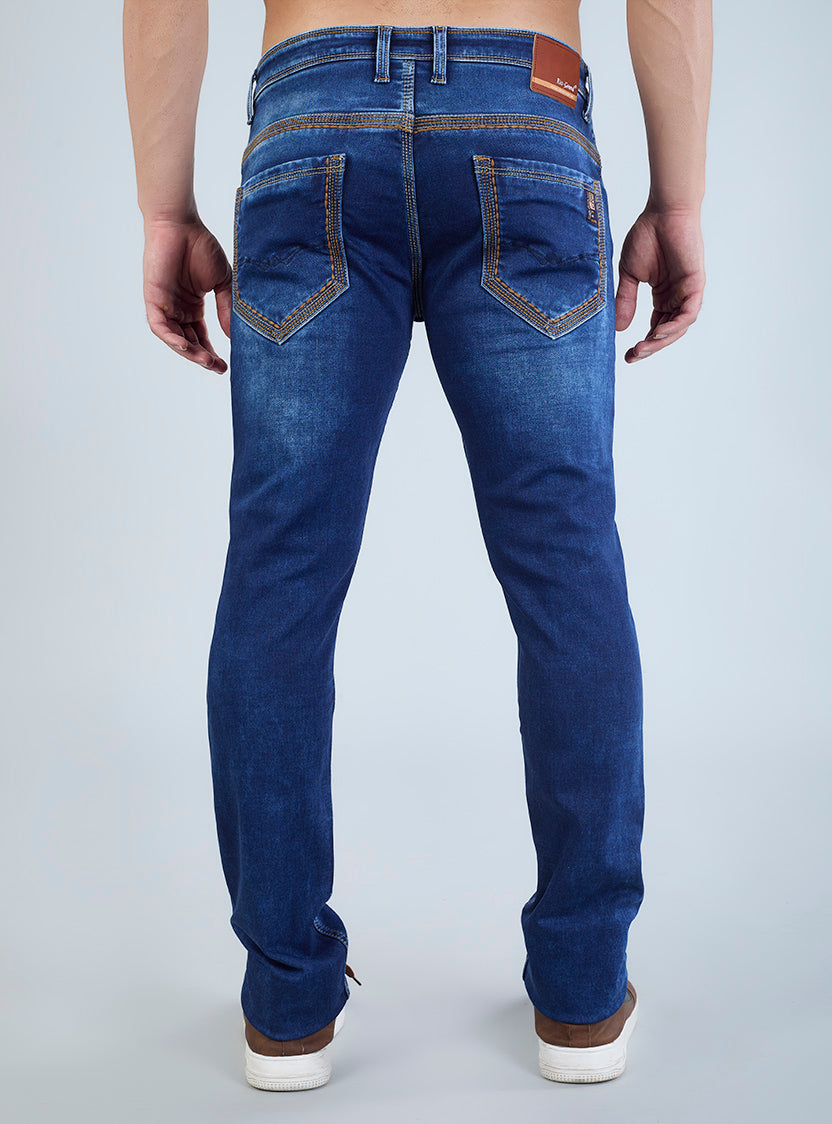 Riogrand Men's Premium Classic Blue Washed Denim Jeans for Men