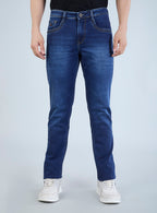 Smart Slim Fit Deep Indigo Blue Denim Jeans for Men