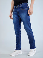 Smart Slim Fit Deep Indigo Blue Denim Jeans for Men