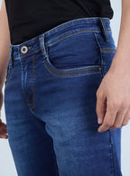Smart Slim Fit Deep Indigo Blue Denim Jeans for Men