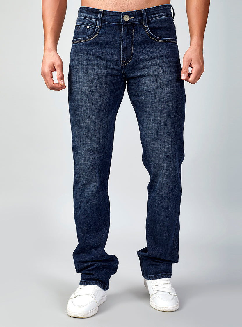 Dark Indigo Straight Fit Denim Jeans for Men