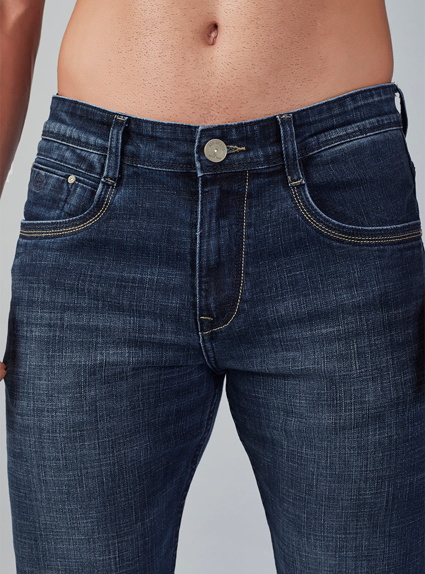 Dark Indigo Straight Fit Denim Jeans for Men