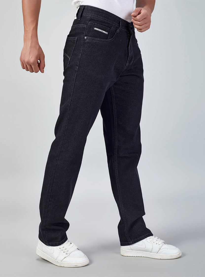 Black Faded Relaxed Fit  Denim Jeans for Men