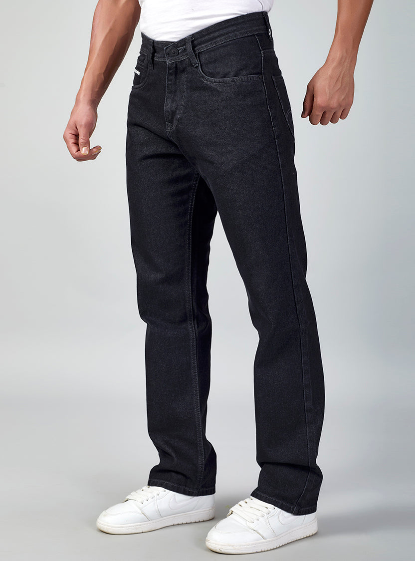 Black Faded Relaxed Fit  Denim Jeans for Men