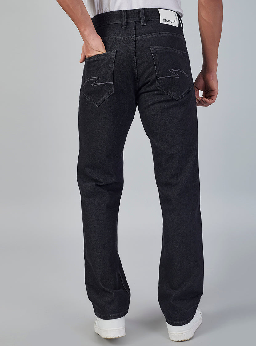 Black Faded Relaxed Fit  Denim Jeans for Men