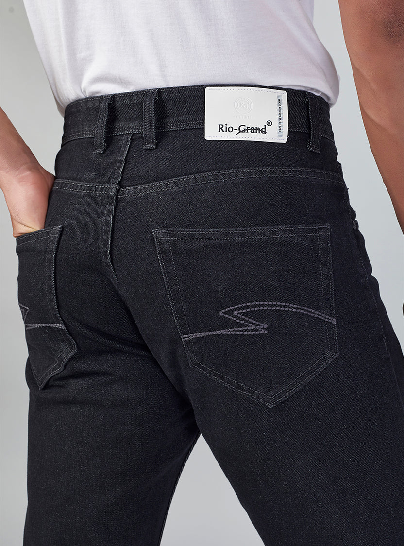 Black Faded Relaxed Fit  Denim Jeans for Men