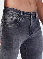 Grey Wash Straight Fit Denim Jeans for Men