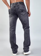 Grey Wash Straight Fit Denim Jeans for Men