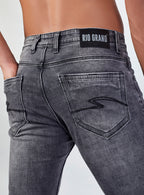 Grey Wash Straight Fit Denim Jeans for Men