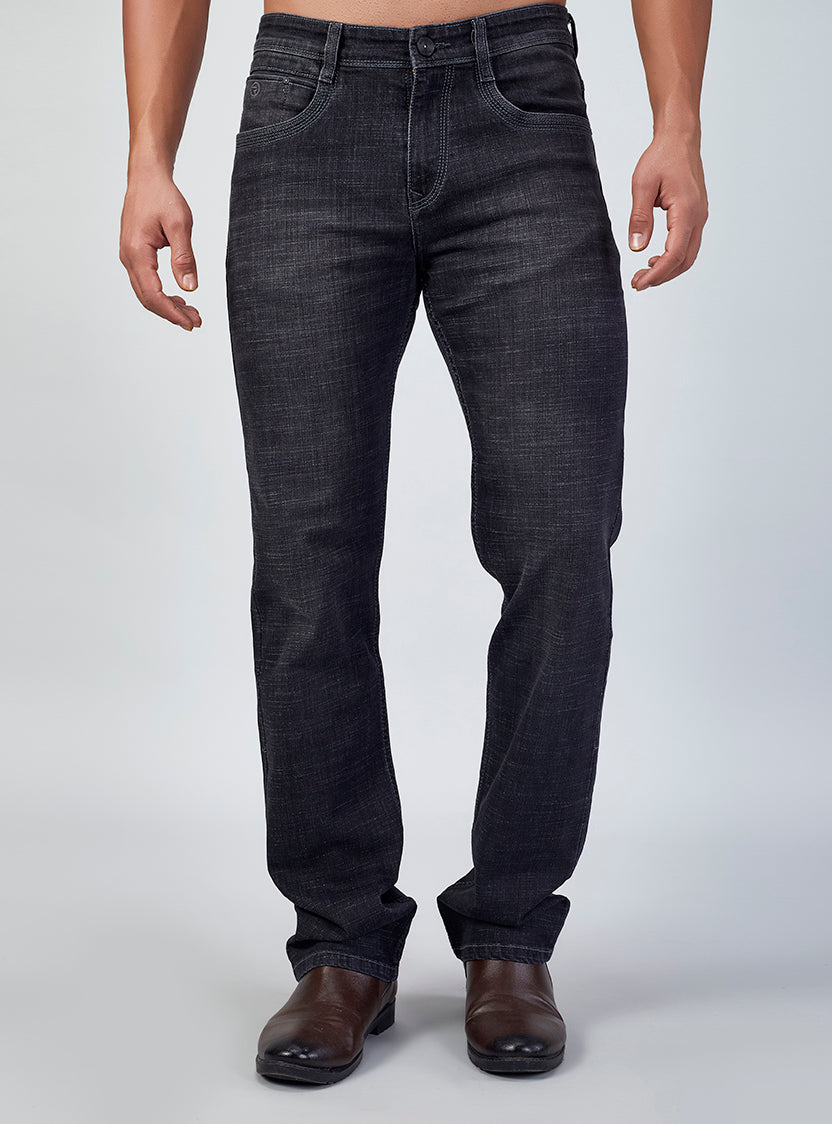 Carbon Black Straight Fit Denim Jeans for Men