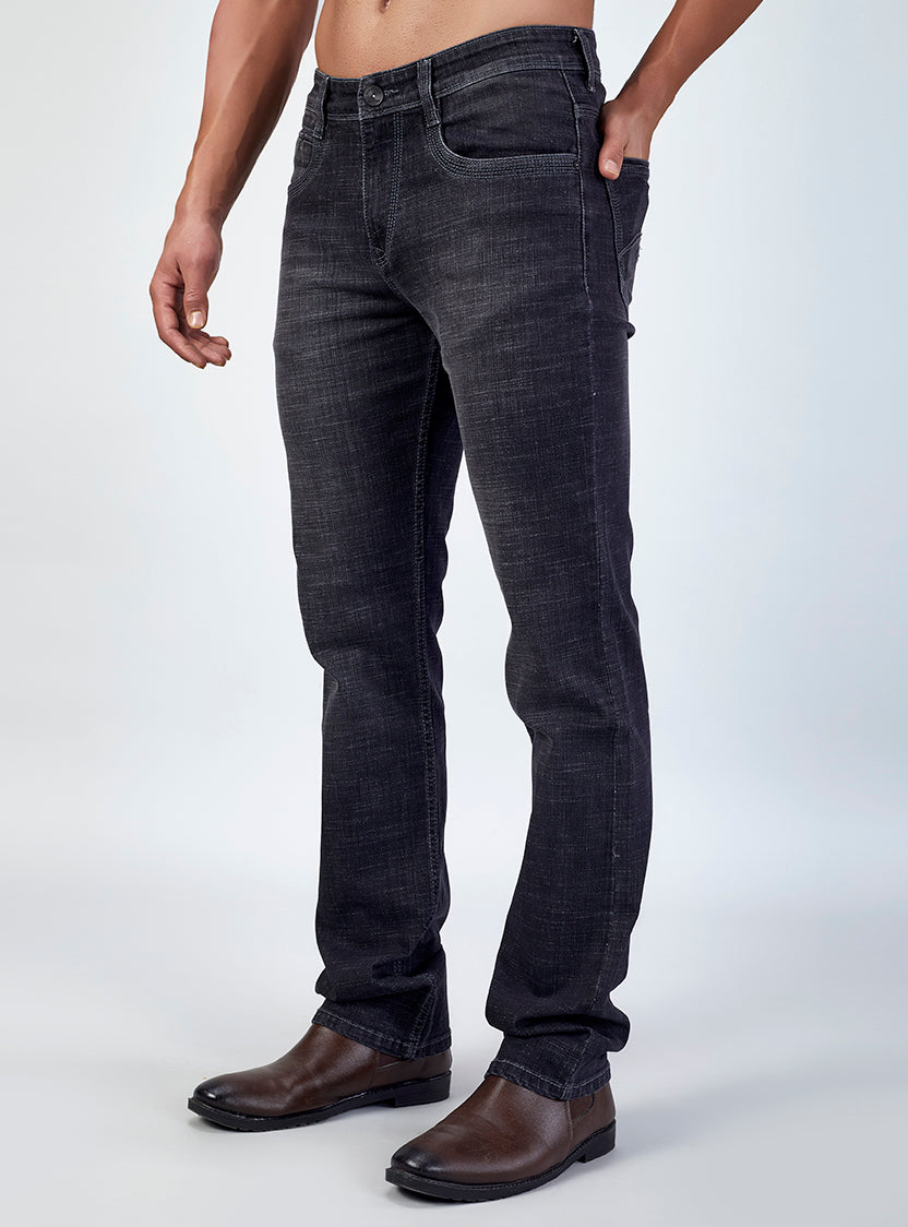 Carbon Black Straight Fit Denim Jeans for Men