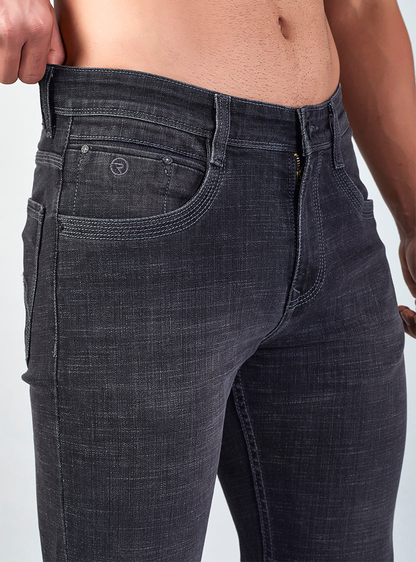 Carbon Black Straight Fit Denim Jeans for Men