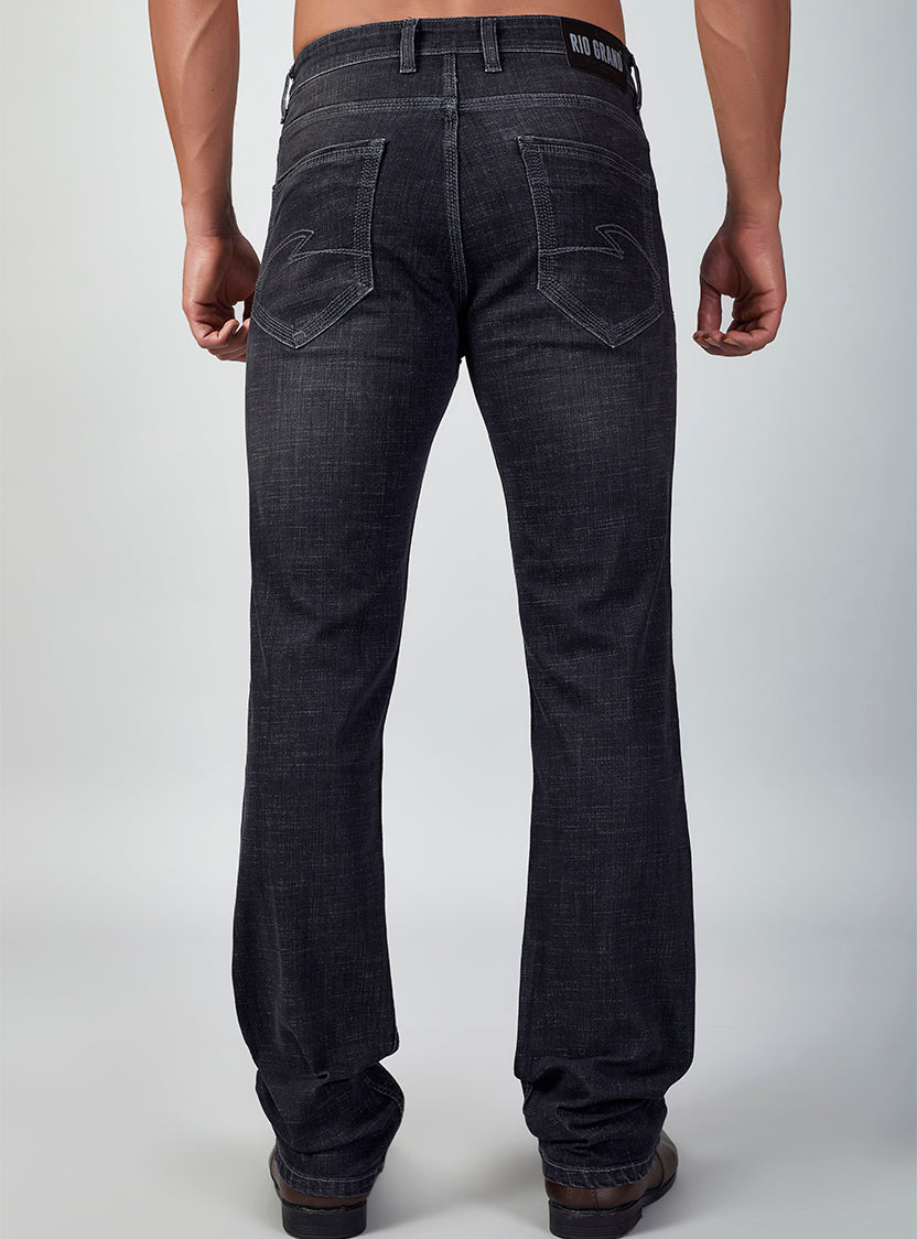 Carbon Black Straight Fit Denim Jeans for Men