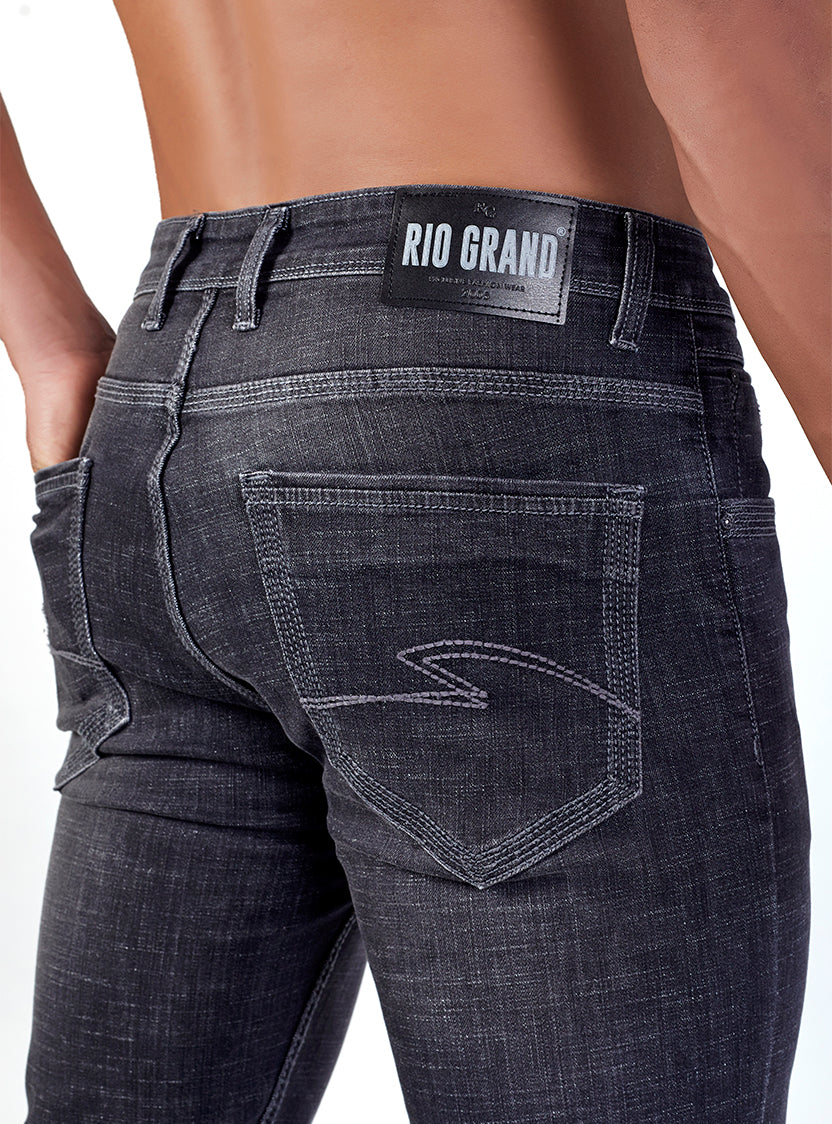 Carbon Black Straight Fit Denim Jeans for Men