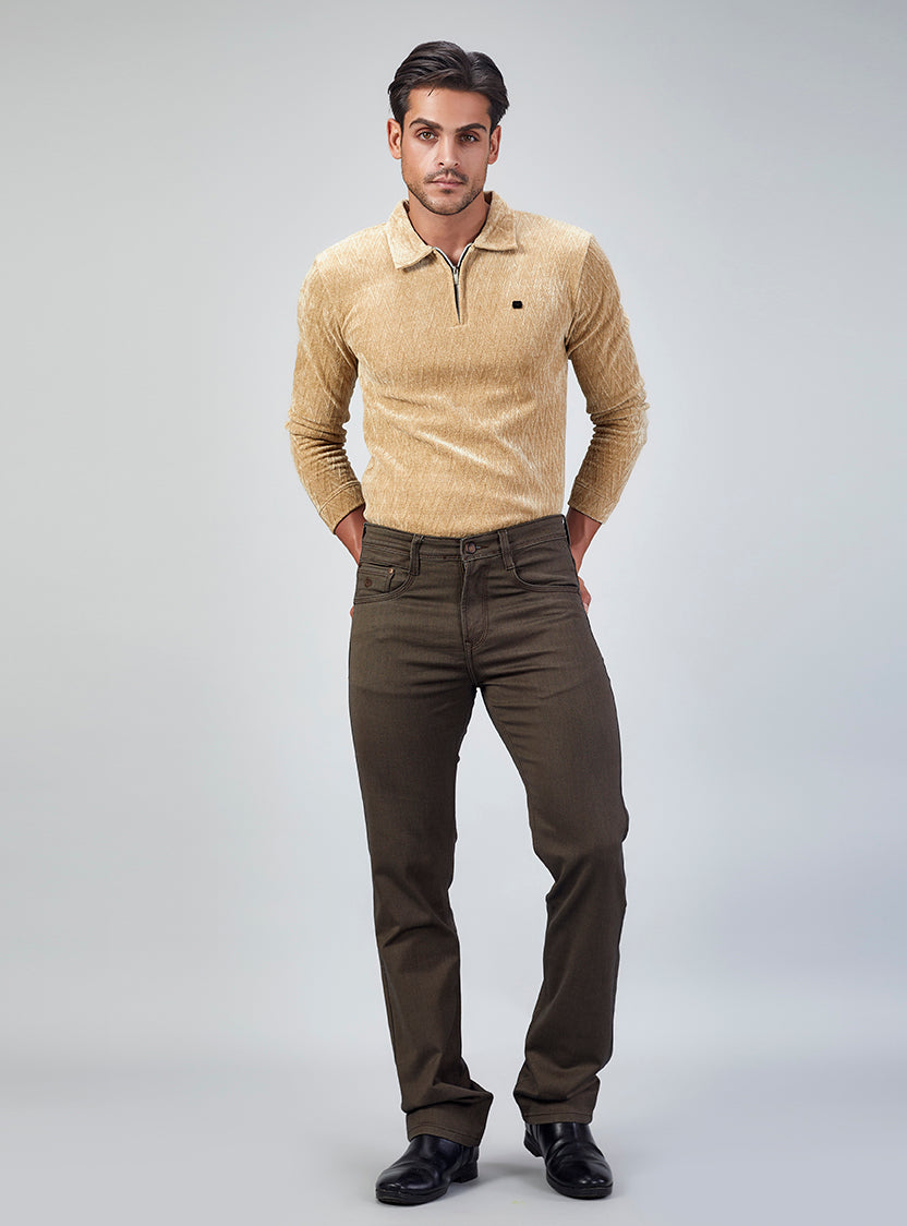 Brown Straight Fit Denim Jeans for Men