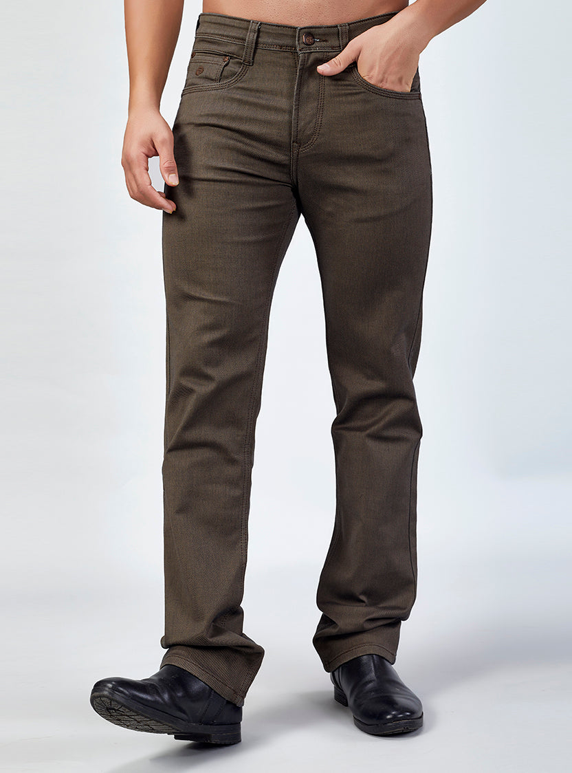 Brown Straight Fit Denim Jeans for Men