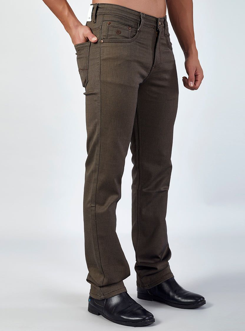 Brown Straight Fit Denim Jeans for Men