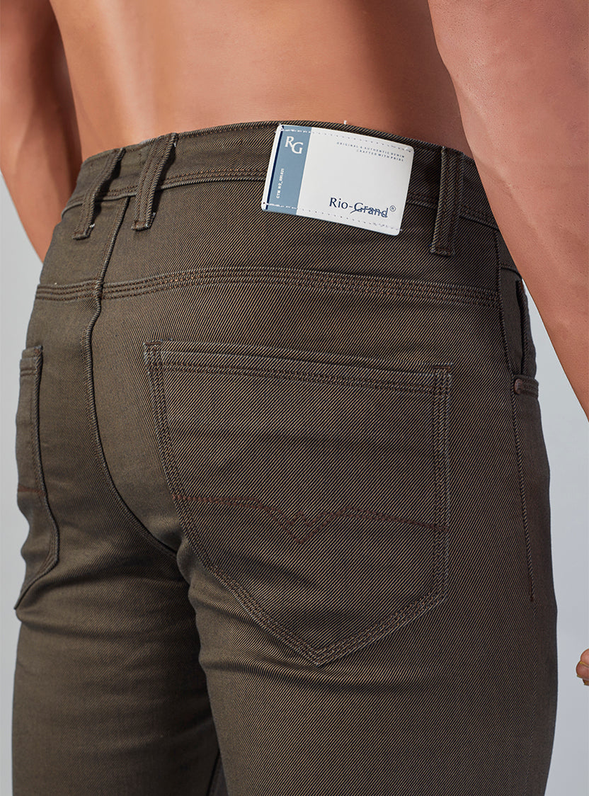 Brown Straight Fit Denim Jeans for Men