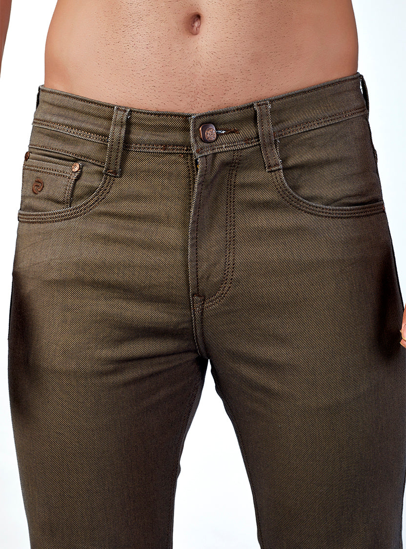 Brown Straight Fit Denim Jeans for Men
